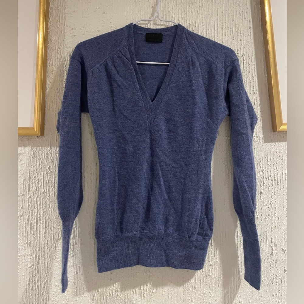 CASHMERE J. Crew Deep Blue V-Neck Sweater